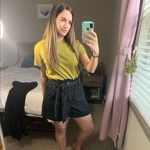 H&M high waisted cotton shorts - black